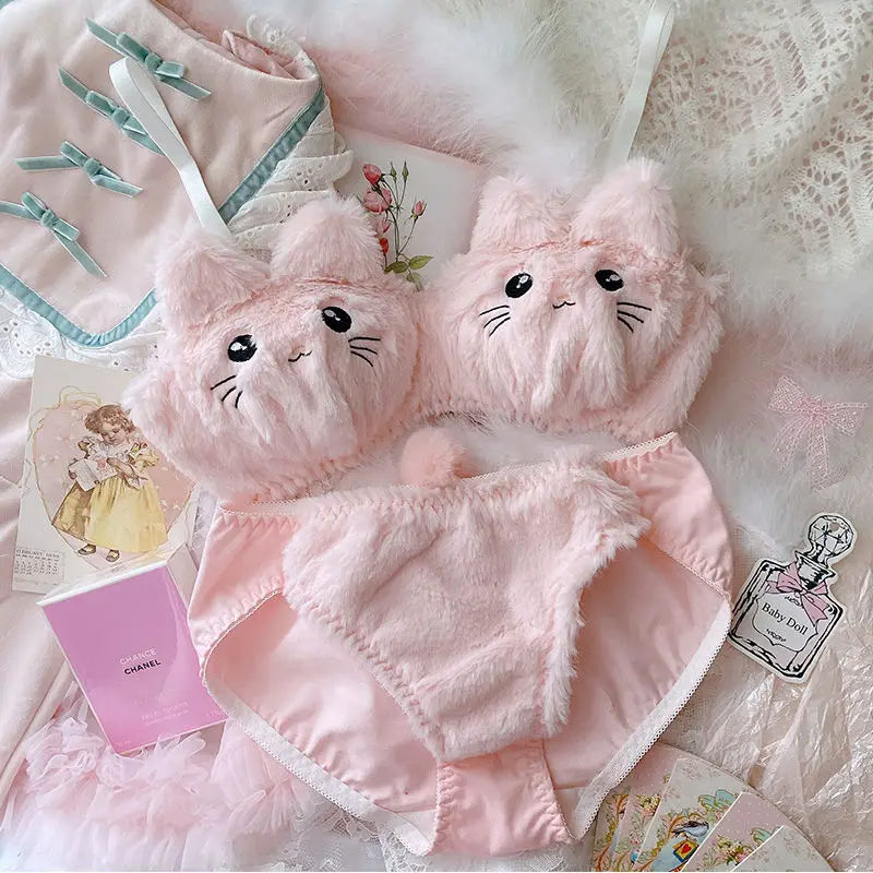 Plush Bra Lingerie Set